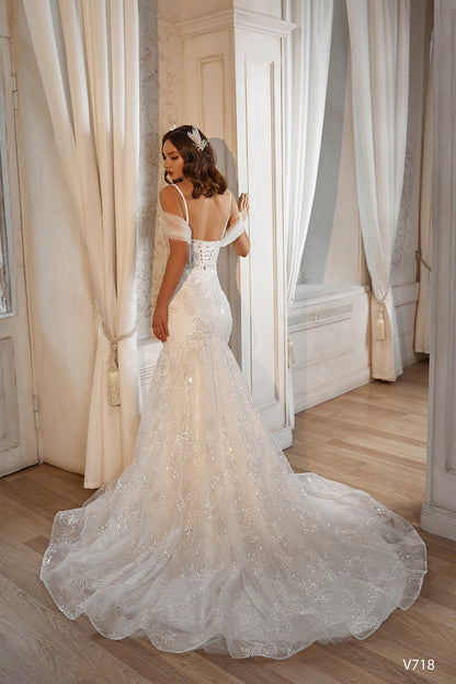 Sparkle mermaid off the shoulder wedding dress