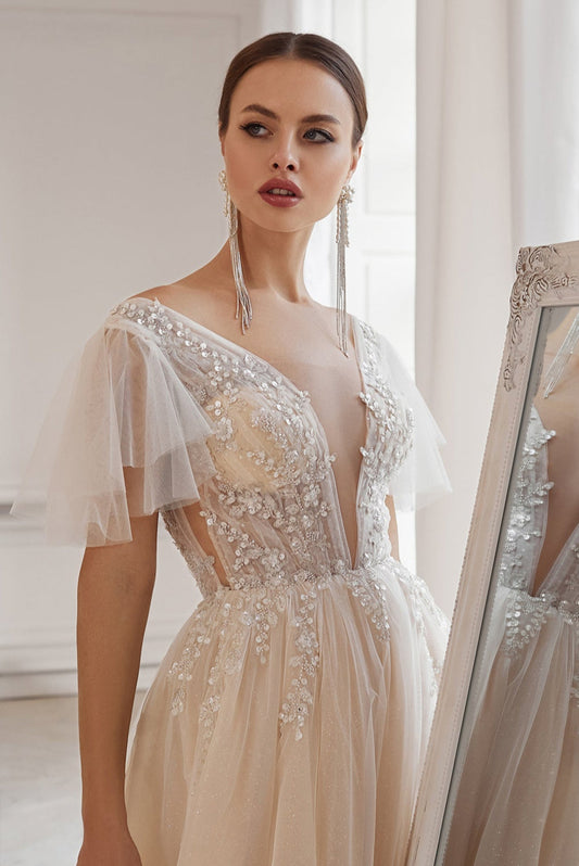 KatrinFAVORboutique-Boho wedding dress Bell sleeve wedding dress