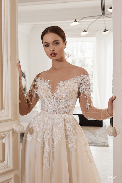 Off the shoulder rustic wedding dress