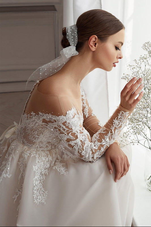 Off the shoulder rustic wedding dress