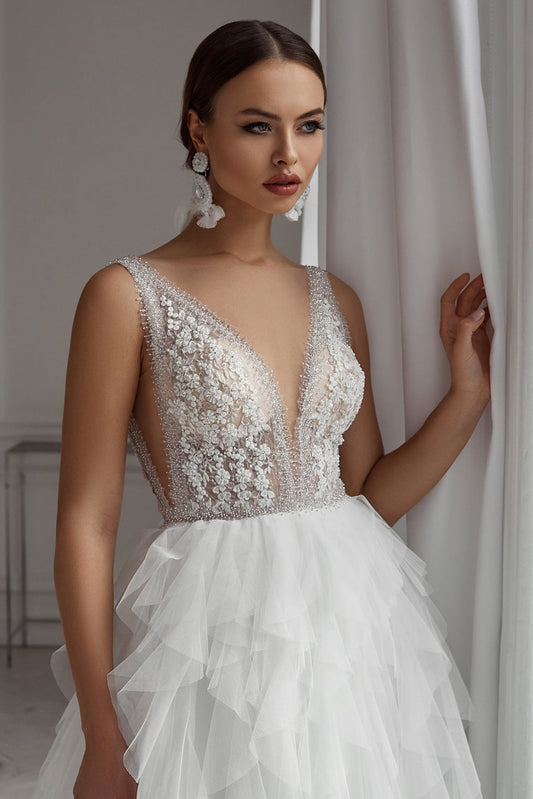Tiered skirt 2 in 1 wedding dress