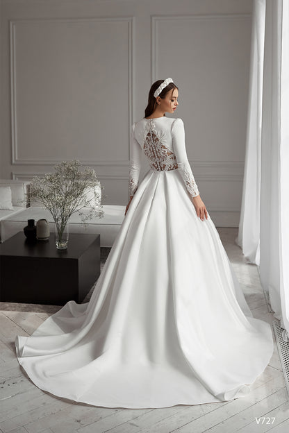 KatrinFAVORboutique-Long sleeve satin wedding dress Ballgown wedding dress