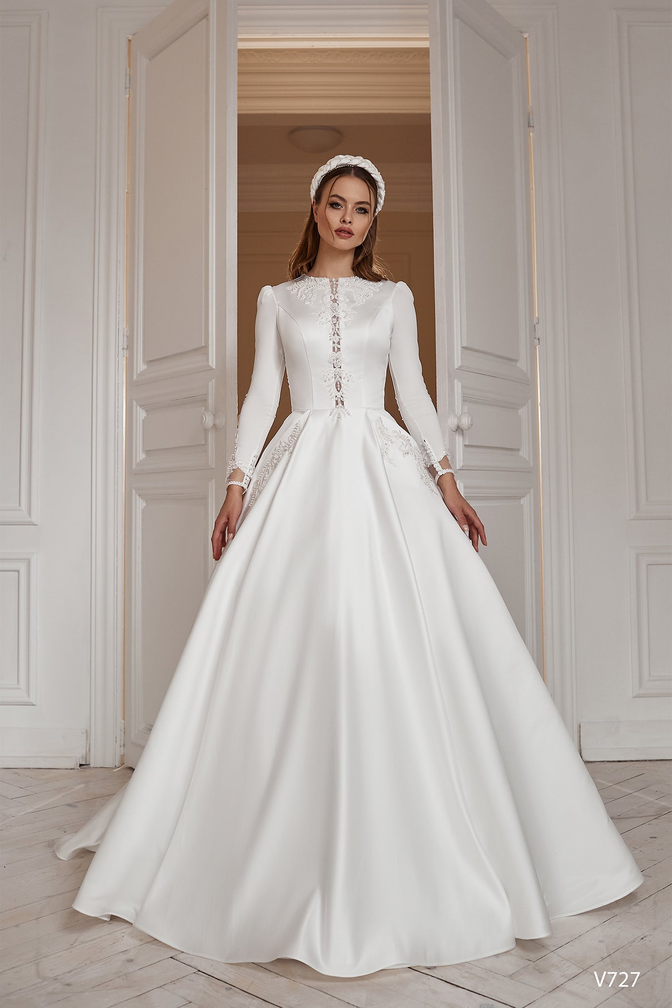 KatrinFAVORboutique-Long sleeve satin wedding dress Ballgown wedding dress