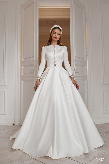 KatrinFAVORboutique-Long sleeve satin wedding dress Ballgown wedding dress