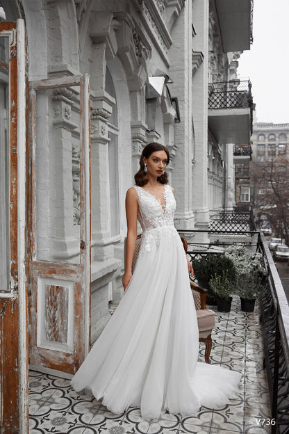Simple A-line rustic wedding dress