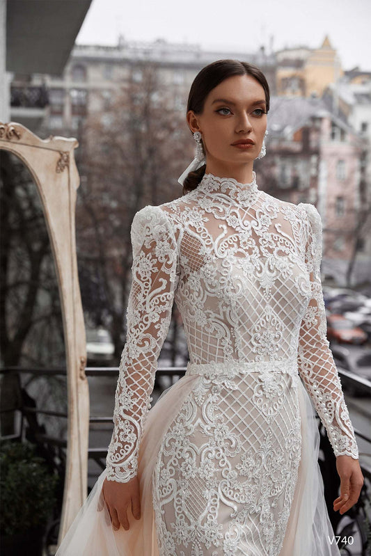 KatrinFAVORboutique-Lace long sleeve bridal dress Modest wedding apparel