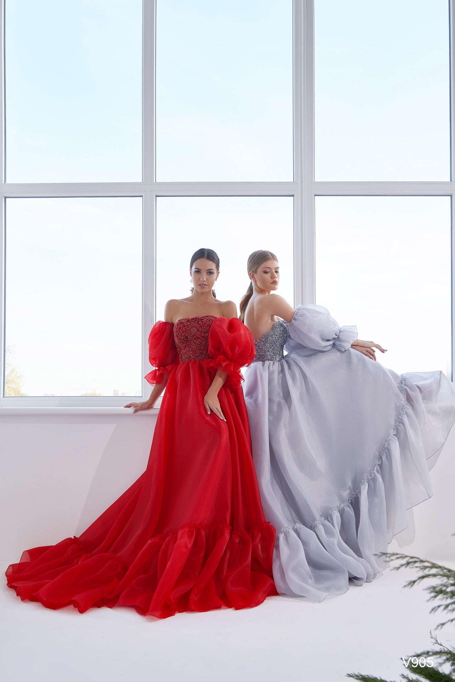 KatrinFAVORboutique-Corset prom dress Puff sleeve formal dress 