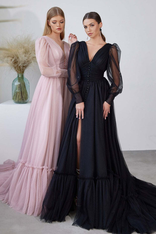 KatrinFAVORboutique-V neck party dress Black wedding dresses for sale
