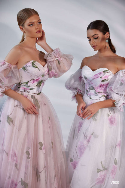 KatrinFAVORboutique-Floral organza gown Pink and white sweet 16 dresses