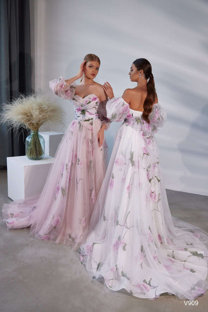 KatrinFAVORboutique-Floral organza gown Pink and white sweet 16 dresses