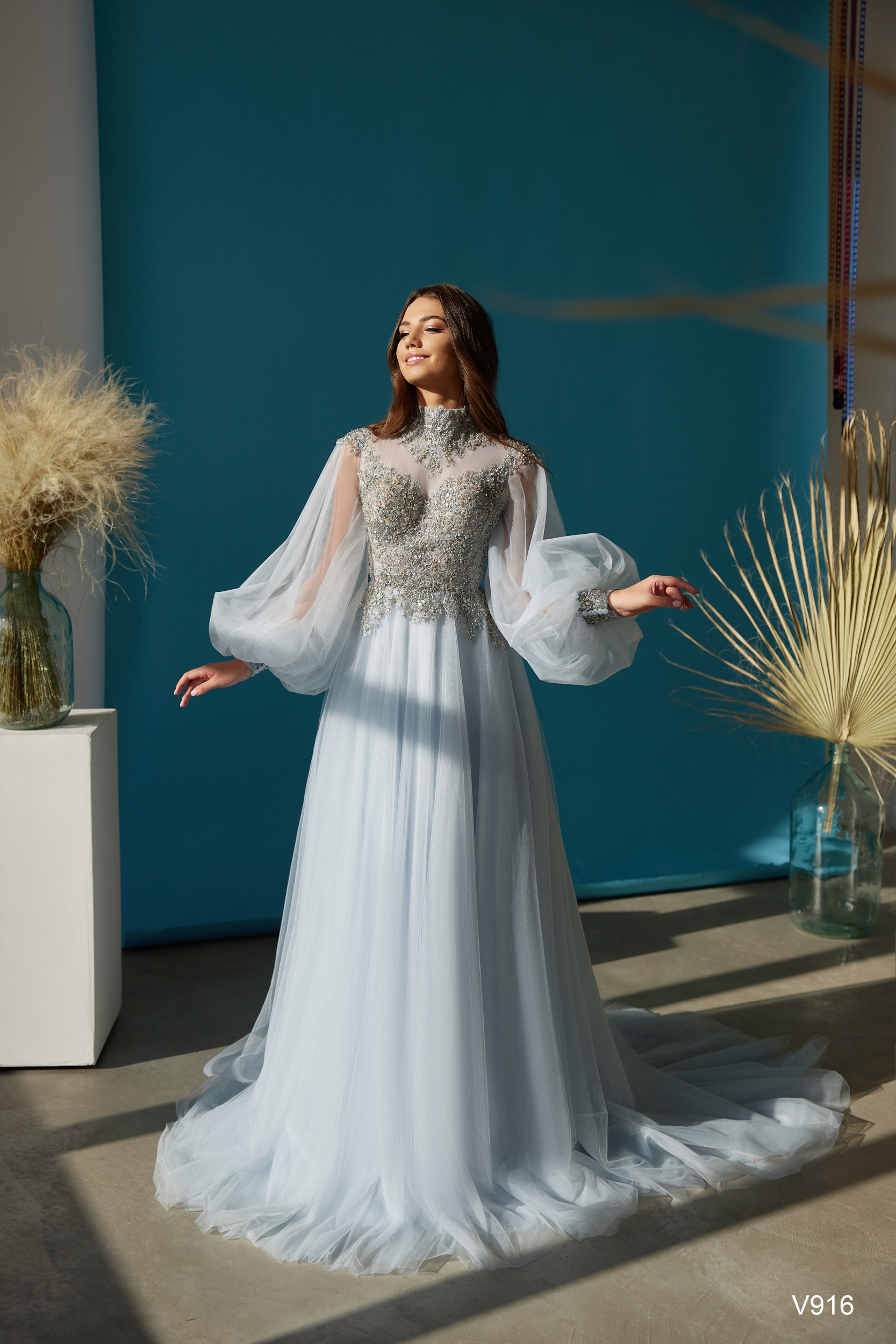 KatrinFAVORboutique-Modest evening dress High neck formal dress