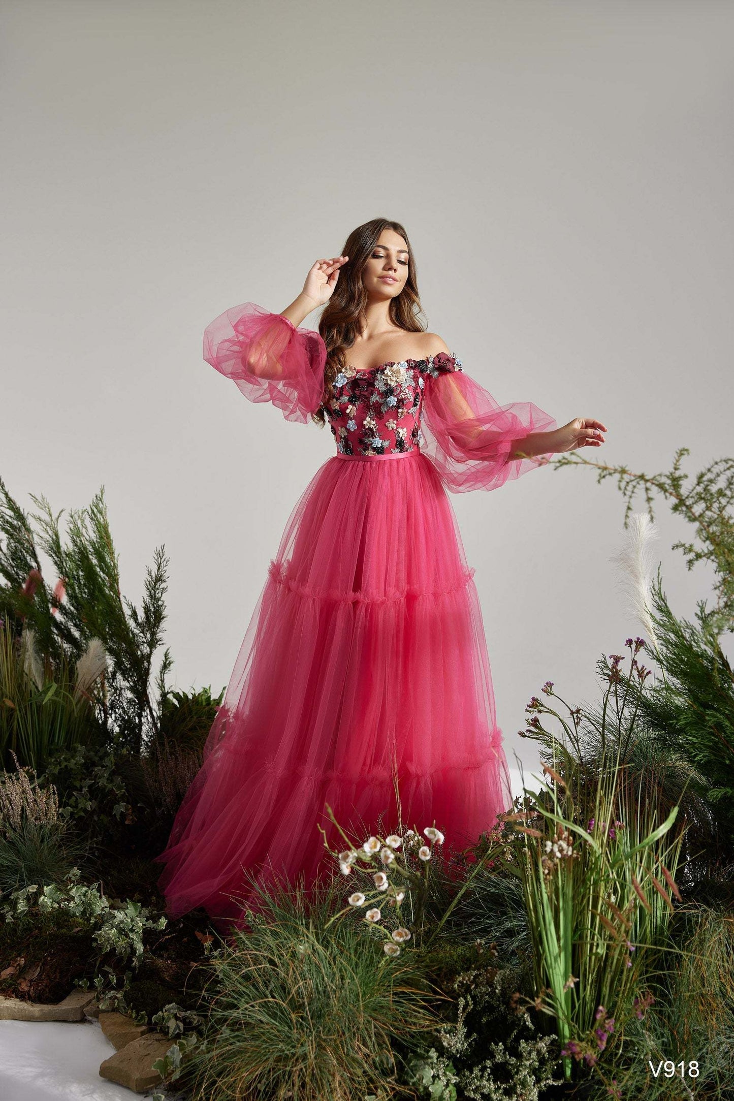 KatrinFAVORboutique-Puff sleeve designer dress New formal dressing style 