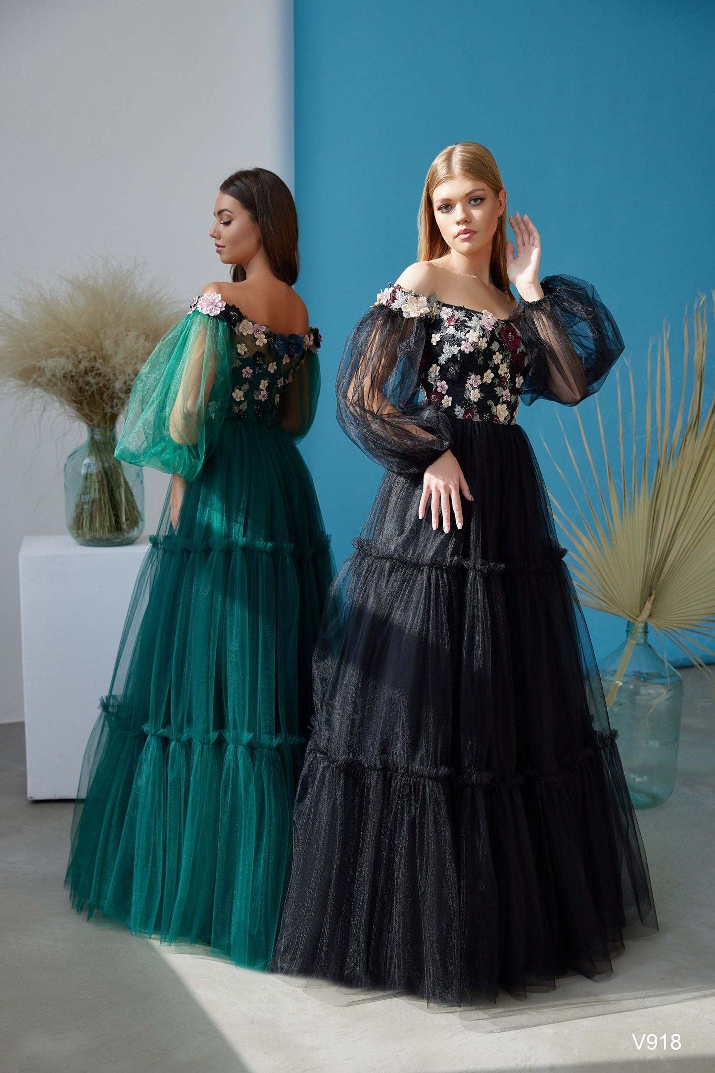 KatrinFAVORboutique-Puff sleeve designer dress New formal dressing style 
