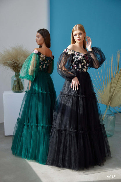 KatrinFAVORboutique-Puff sleeve designer dress New formal dressing style 