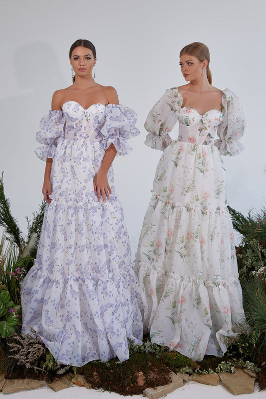 Floral cottagecore prom dress