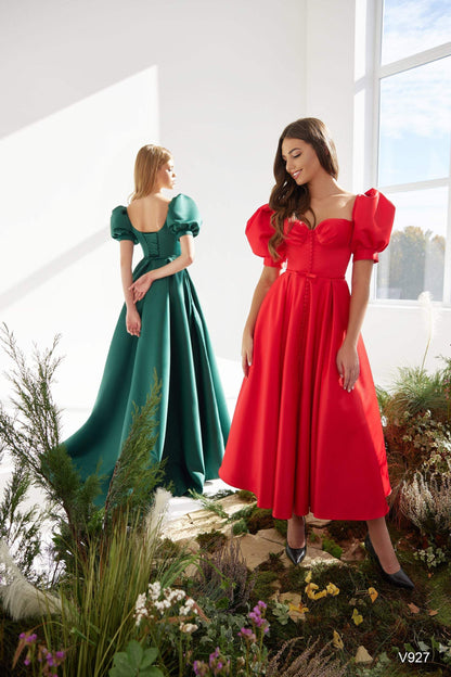 KatrinFAVORboutique-Formal dress puff sleeves Ladies evening gowns on sale