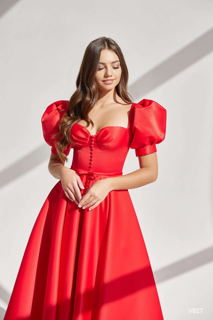 KatrinFAVORboutique-Formal dress puff sleeves Ladies evening gowns on sale