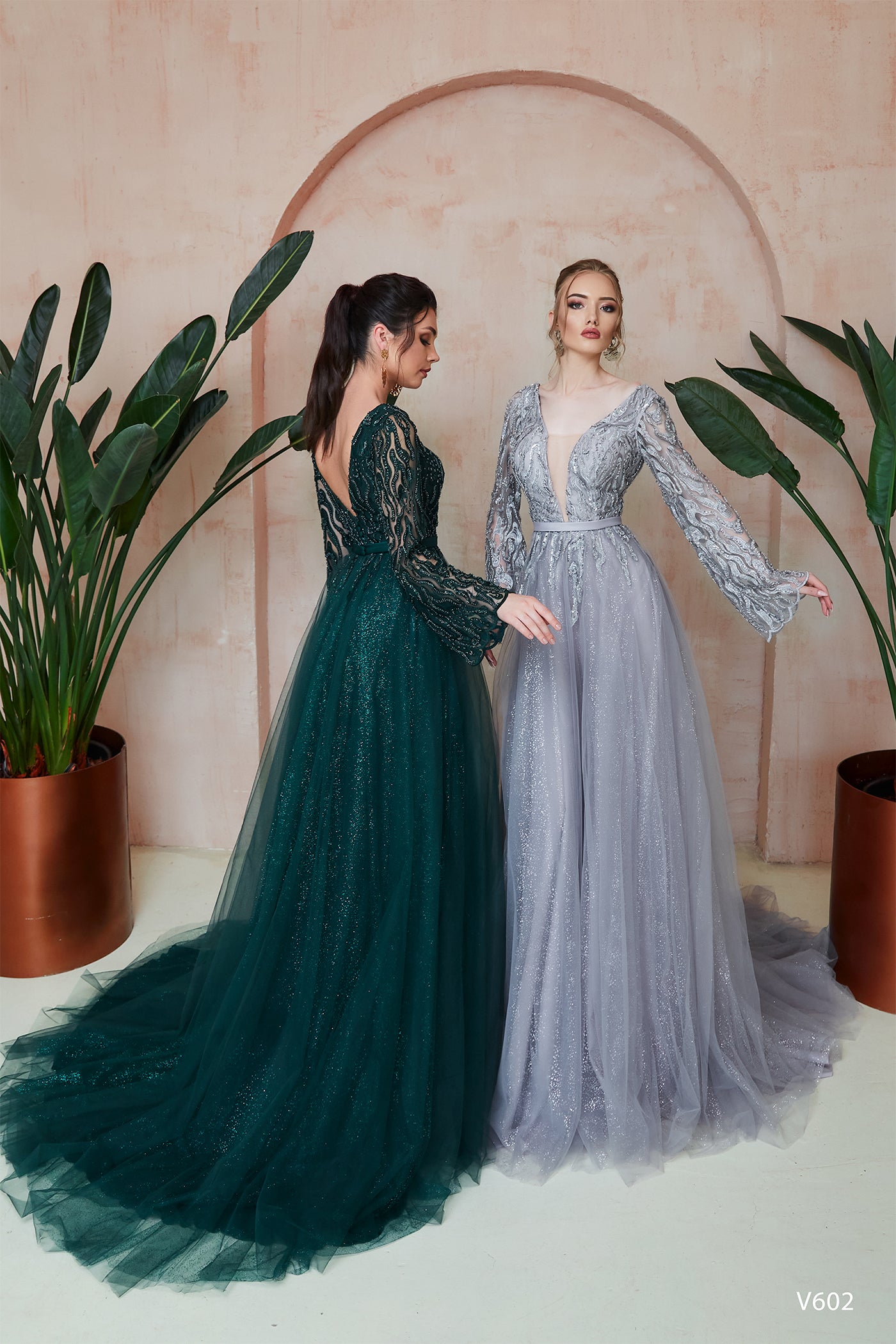 Long sleeve colorful non traditional wedding dress