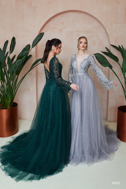 Long sleeve colorful non traditional wedding dress