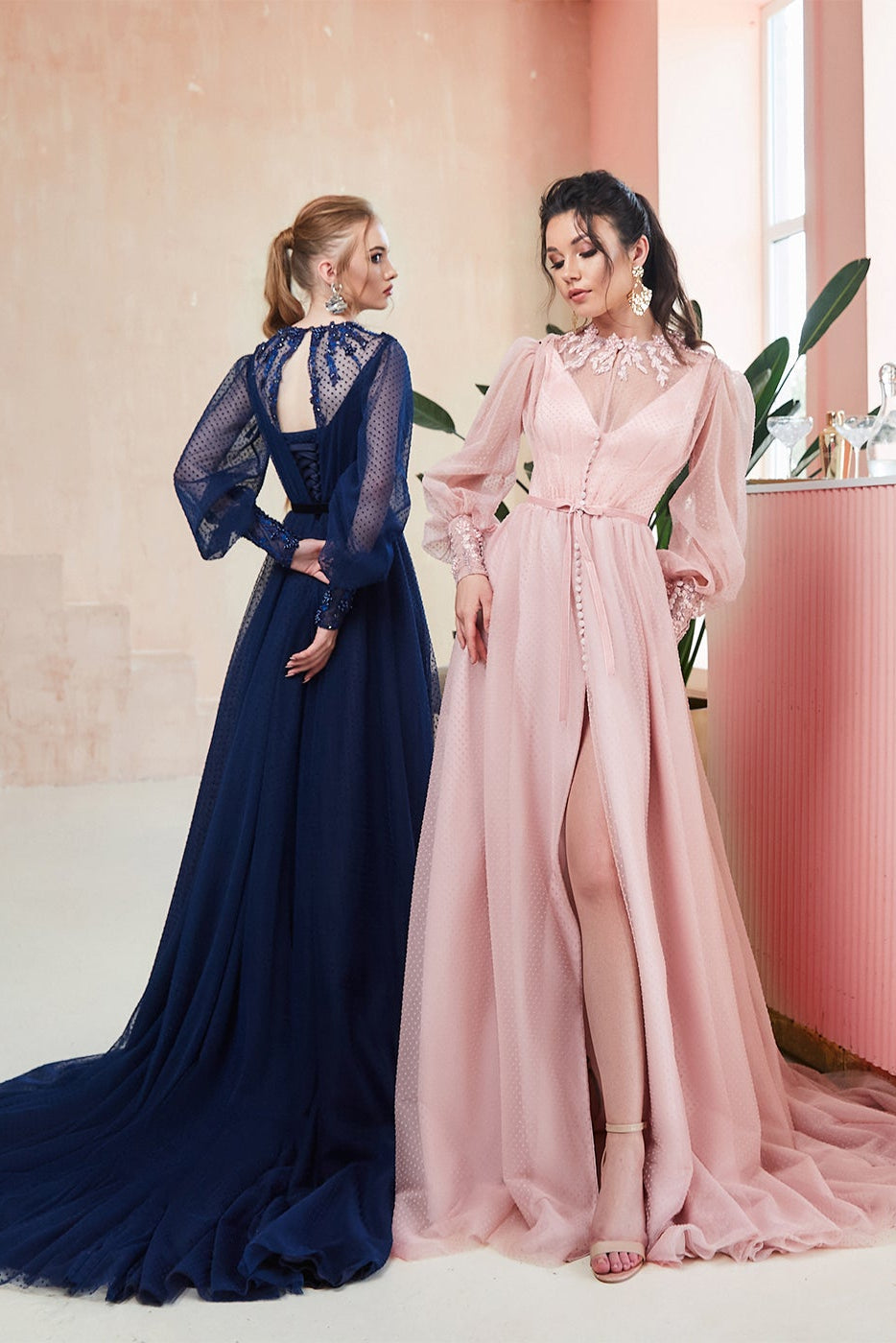 KatrinFAVORboutique-Polka dot formal dress Mother of the bride long gowns