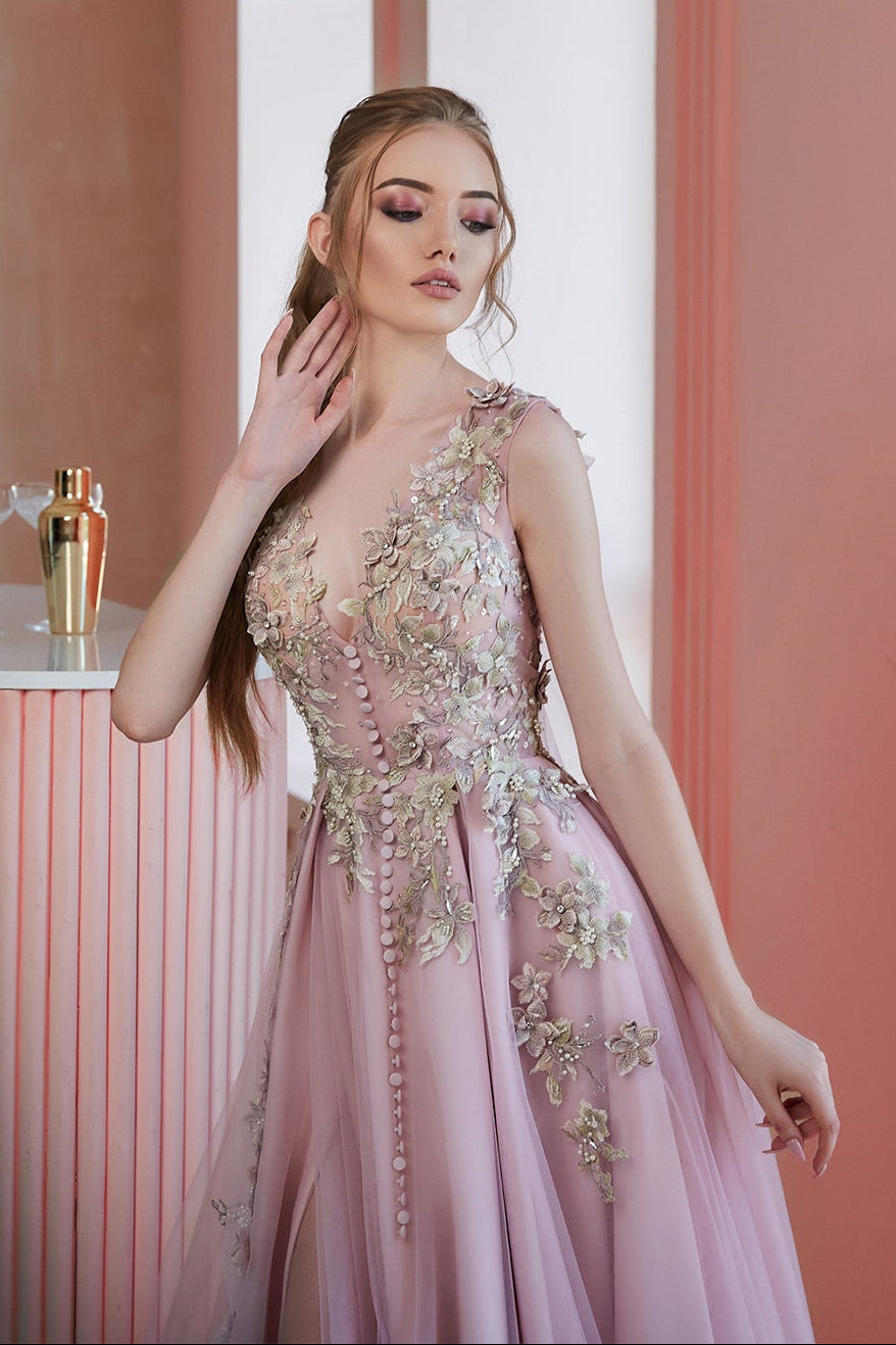 KatrinFAVORboutique-3D flowers dress Pretty prom dresses Long formal gowns