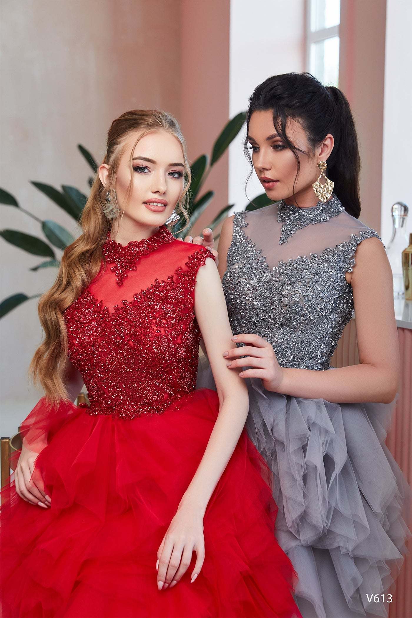 KatrinFAVORboutique-Tiered ruffle gown Burgundy formal dress for wedding