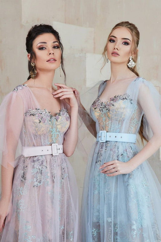 KatrinFAVORboutique-Floral embroidered lace dress Unique evening dresses