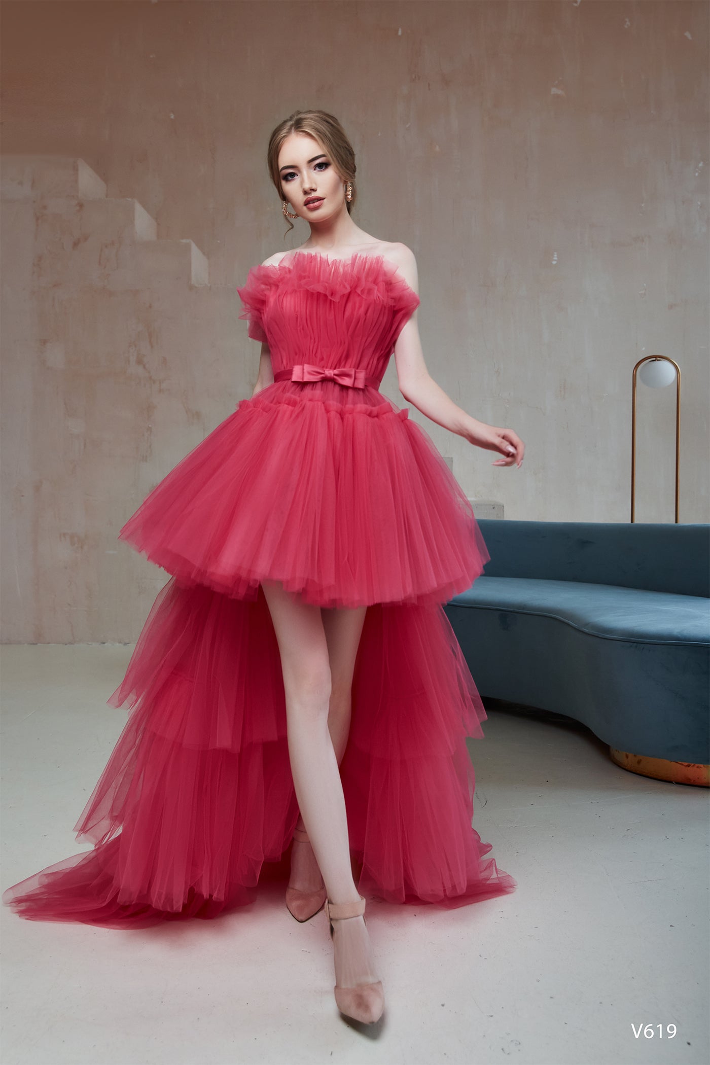 High low tulle prom dress