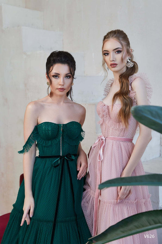 KatrinFAVORboutique-Off the shoulder tiered dress Trendy formal dresses