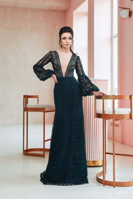 KatrinFAVORboutique-Long sleeve lace gown Mermaid trumpet evening gowns