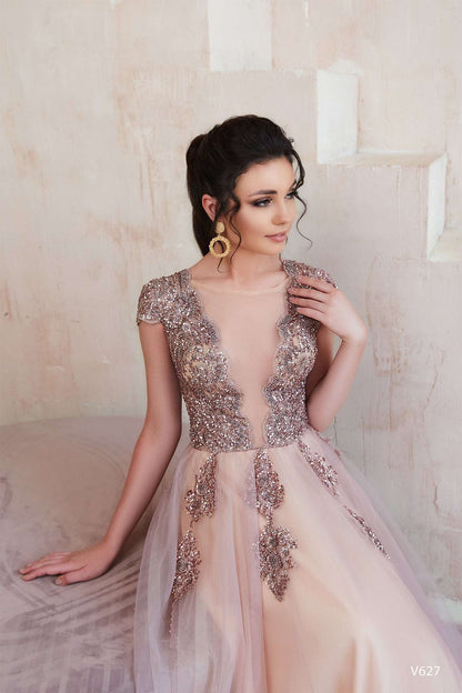 KatrinFAVORboutique-Open back prom dress Formal gown emerald green dresses
