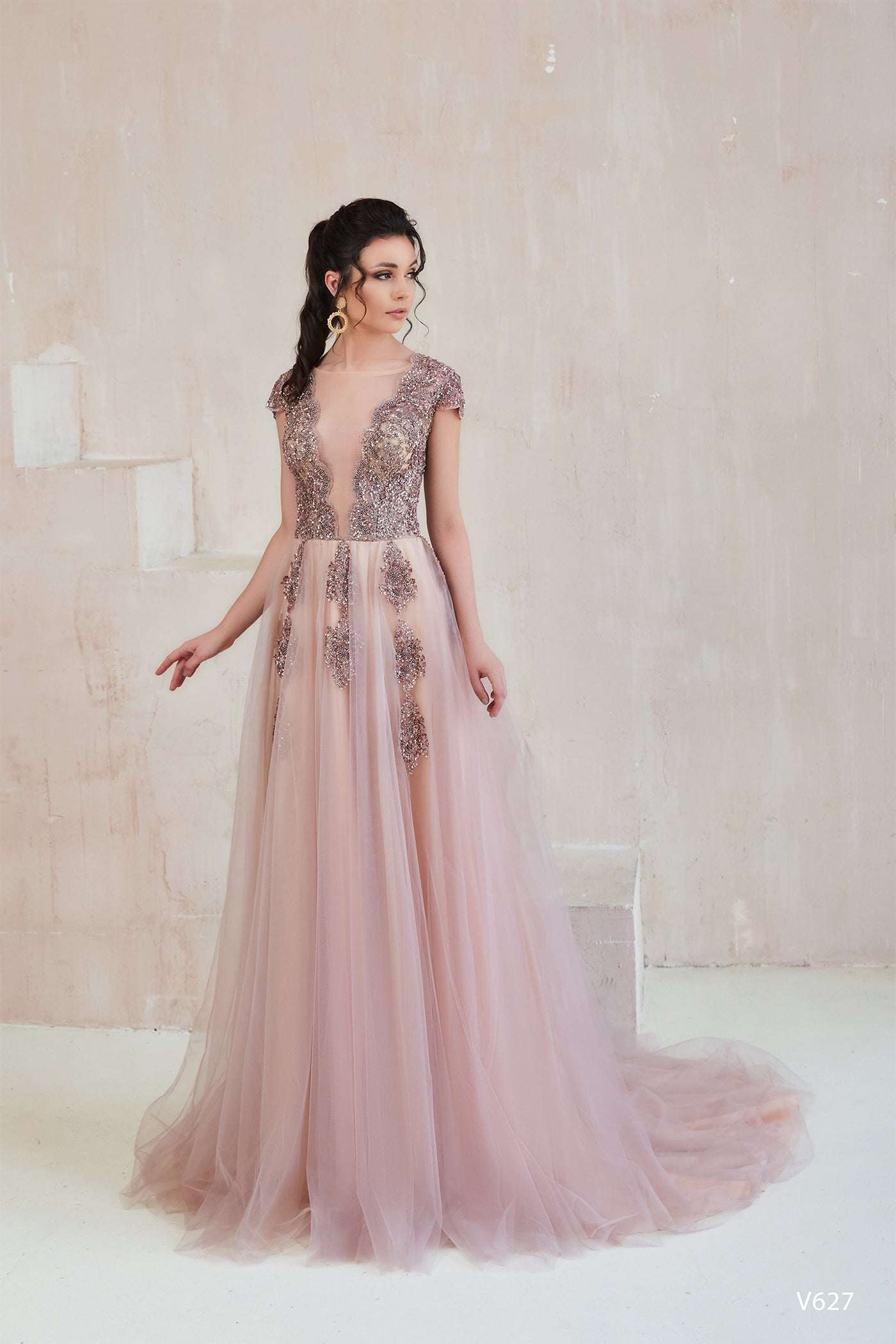 KatrinFAVORboutique-Open back prom dress Formal gown emerald green dresses