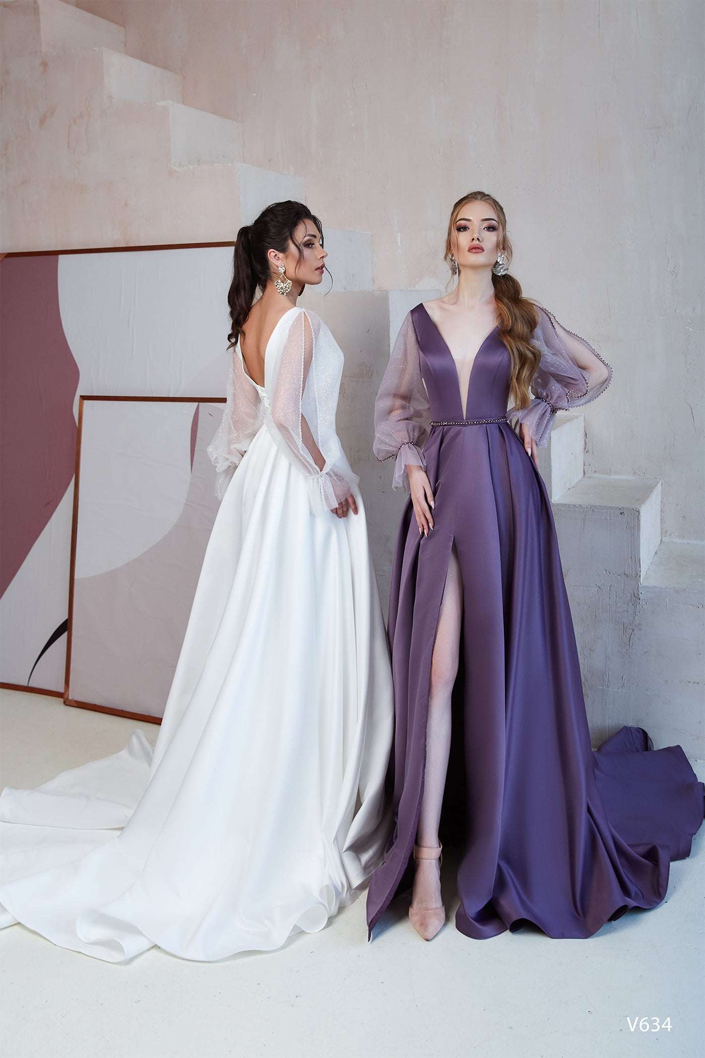 KatrinFAVORboutique-Evening gown with puff sleeves Winter formal dresses