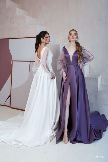 KatrinFAVORboutique-Evening gown with puff sleeves Winter formal dresses