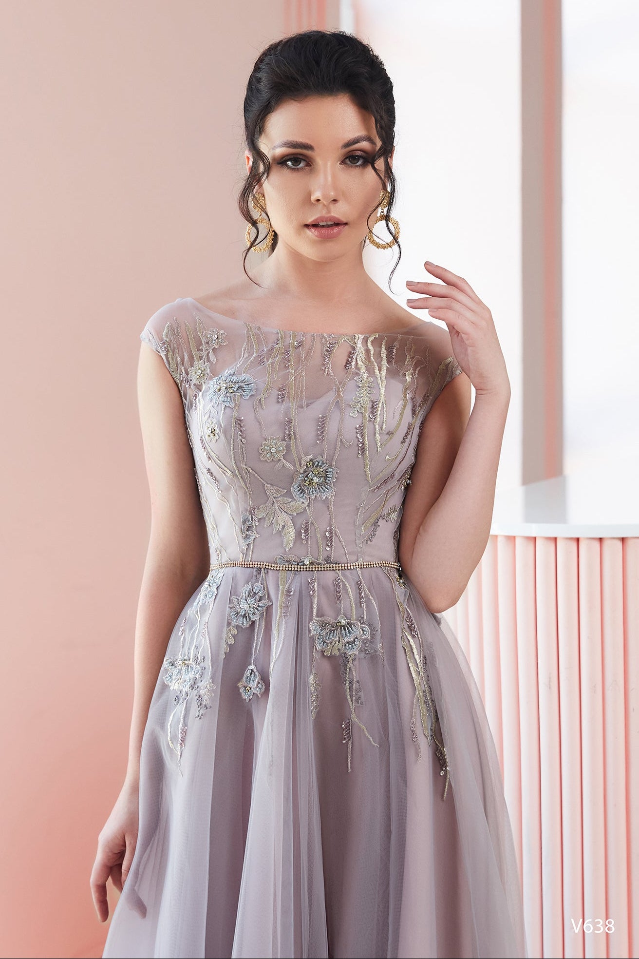 Embroidered non traditional wedding dress