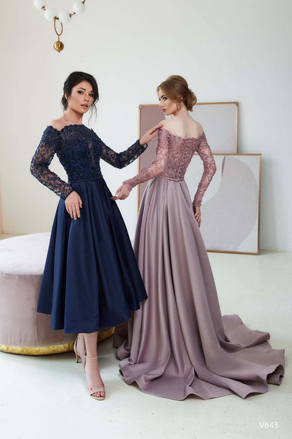 KatrinFAVORboutique-Off the shoulder high slit dress Autumn formal dresses