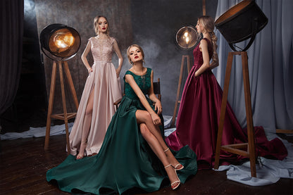 Satin wedding guest dress