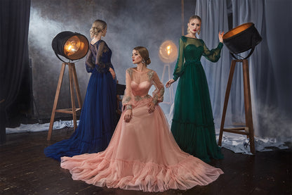 KatrinFAVORboutique-Mother of the bride dress Puff sleeve formal dress