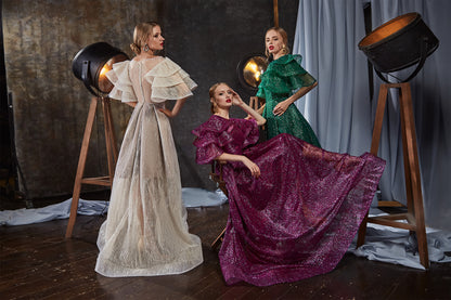 Green fairy evening gown