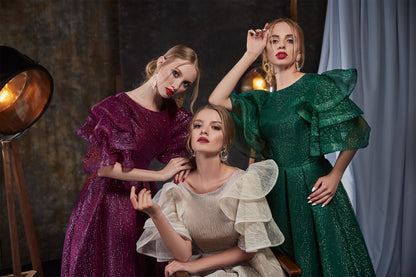 Green fairy evening gown