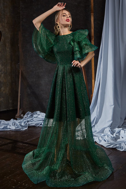 Green fairy evening gown