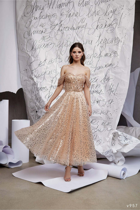 KatrinFAVORboutique-Sparkle short prom dress Gold evening dresses for sale