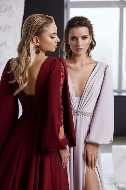 KatrinFAVORboutique-Long sleeve flowy formal dress Classy evening gowns