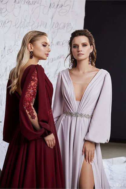 KatrinFAVORboutique-Long sleeve flowy formal dress Classy evening gowns