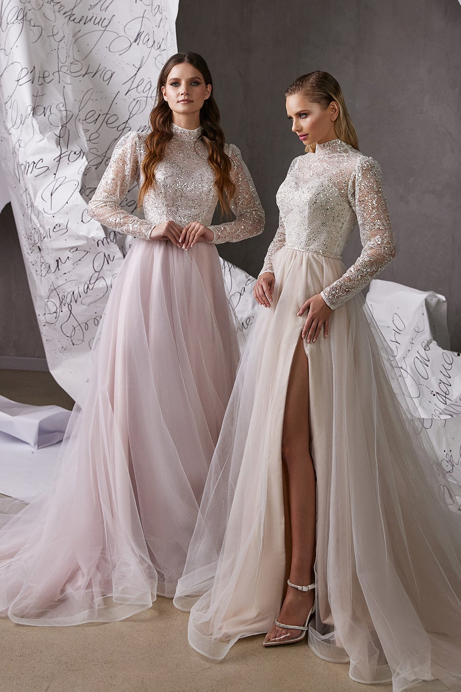 Non traditional bridal white and colored wedding dresses