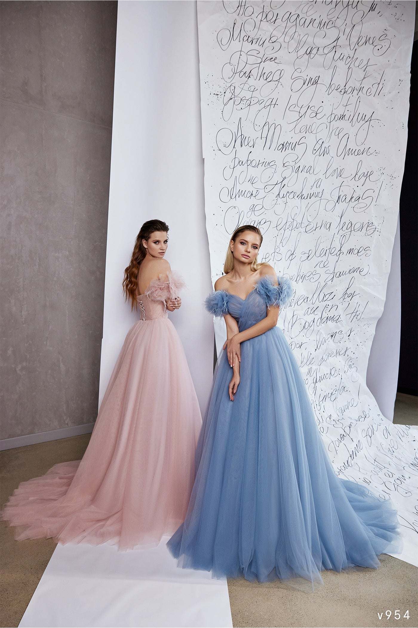 KatrinFAVORboutique-Couture tulle dress Off shoulder long party frocks