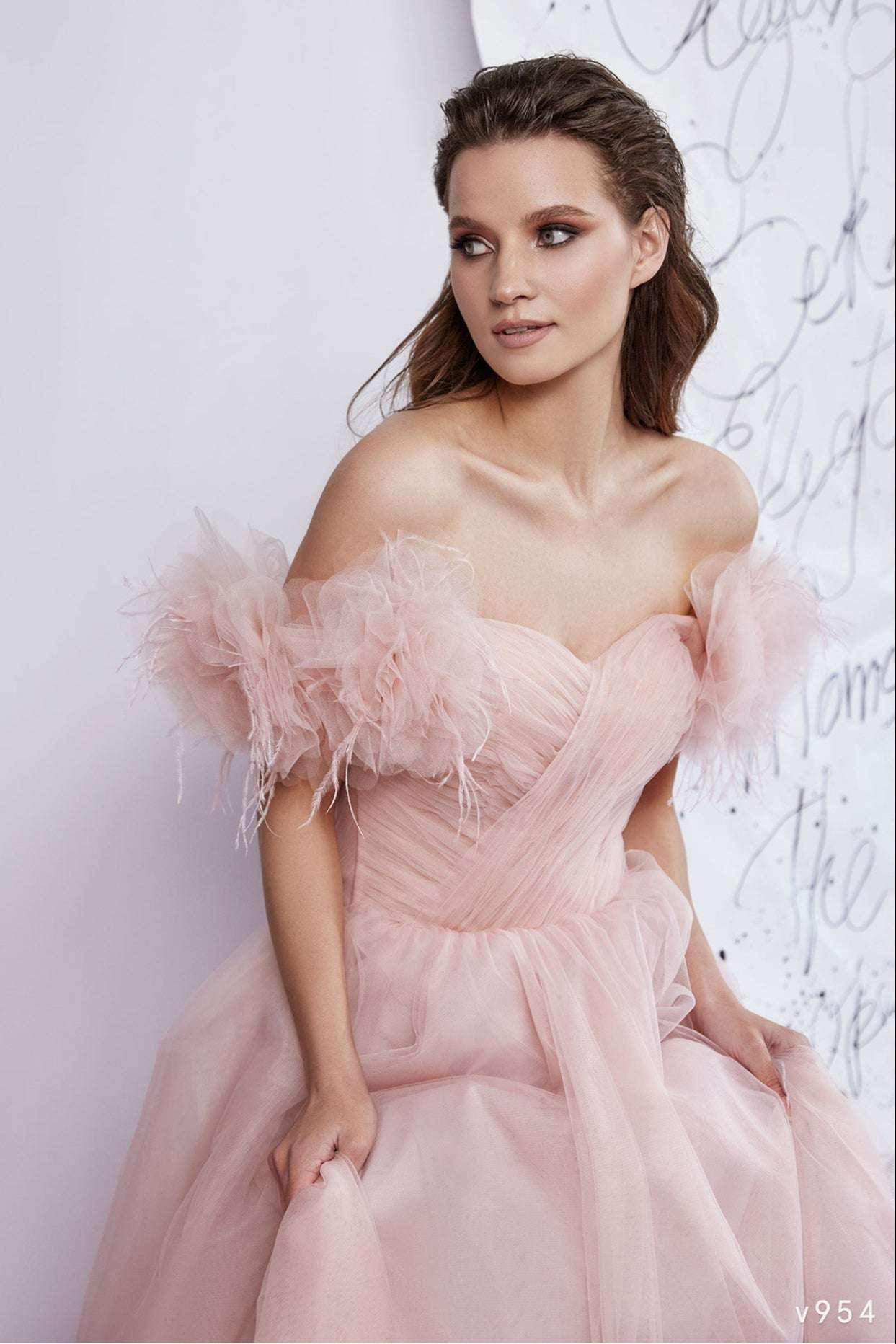 KatrinFAVORboutique-Couture tulle dress Off shoulder long party frocks