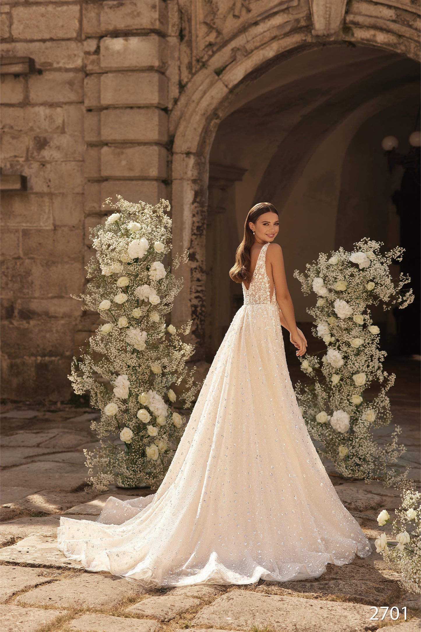 KatrinFAVORboutique-Sequin wedding dress Sparkle wedding gown Blush bridal dress