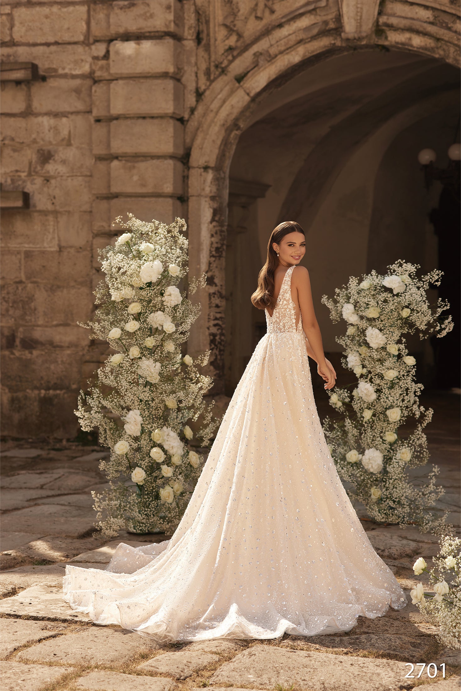 KatrinFAVORboutique-Sequin wedding dress Sparkle wedding gown Blush bridal dress