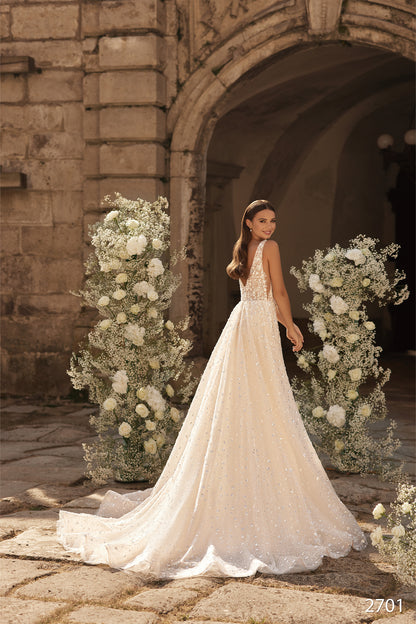 KatrinFAVORboutique-Sequin wedding dress Sparkle wedding gown Blush bridal dress